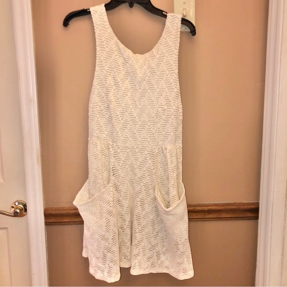 Free People Poppy Lace Pocket Mini Dress Cutout Back Cream Medium - Picture 2 of 7